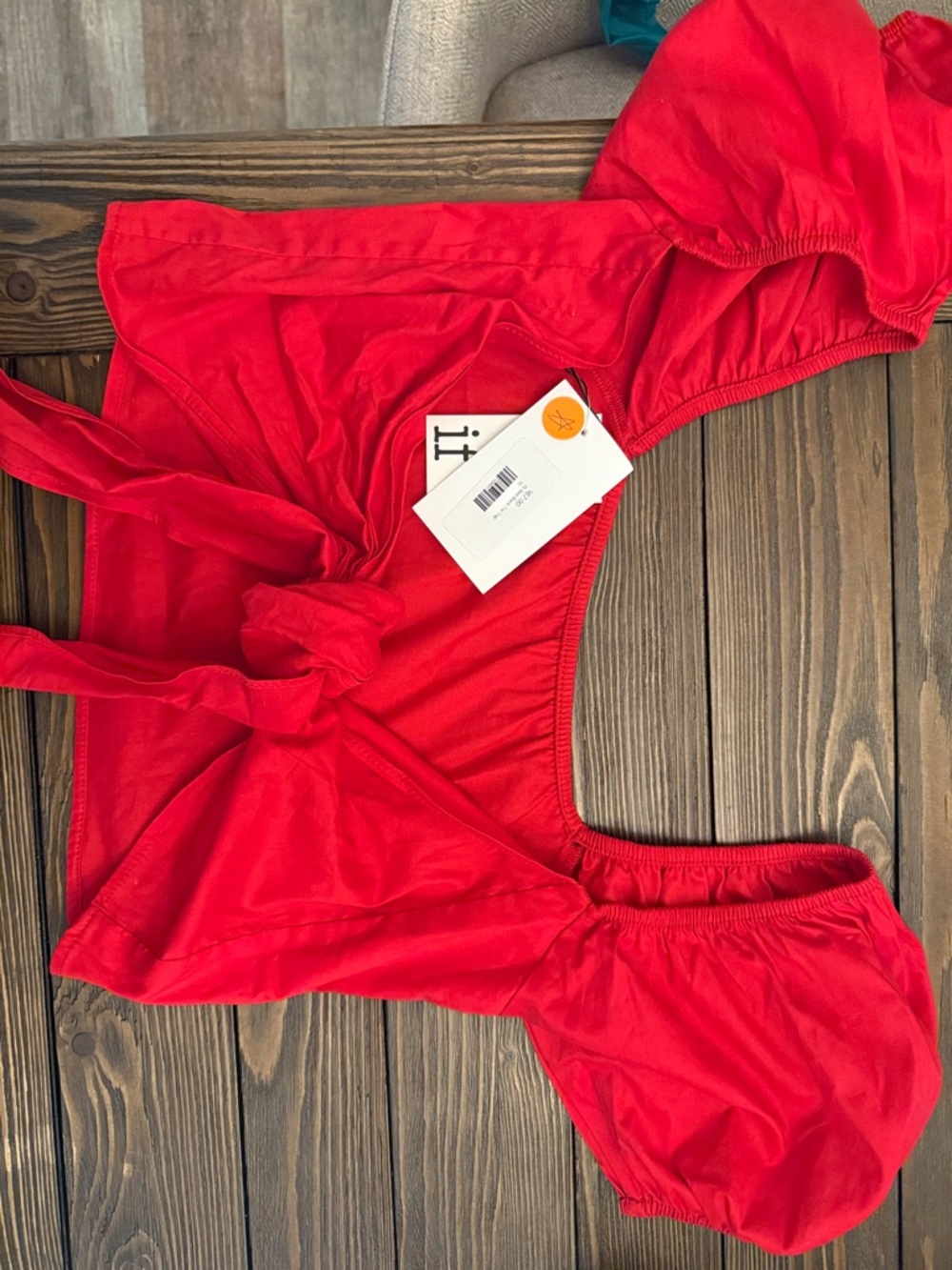 IF SO BOUTIQUE Red Tie-Front Crop Top